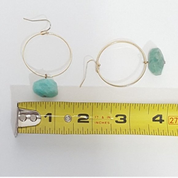 Circle Natural Stone Drop Earrings - Picture 2 of 2